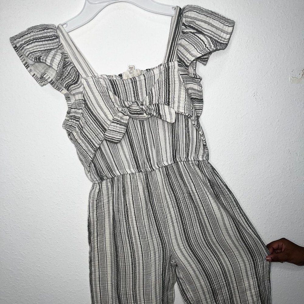 Girl’s Size 10 Jessica Simpson Romper Gray & White Stripe One Piece